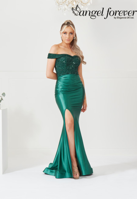 Angel Forever Green Satin Prom / Evening Dress